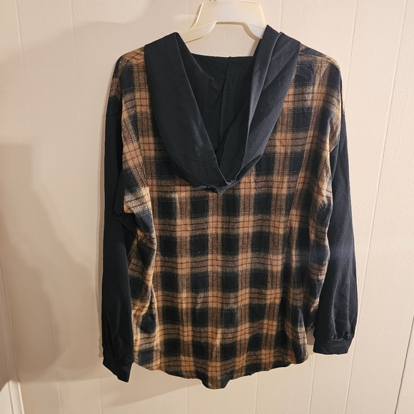 Blooming Jelly Orange and Black Grunge Tshirt Shacket Hoodie - Picture 5 of 5